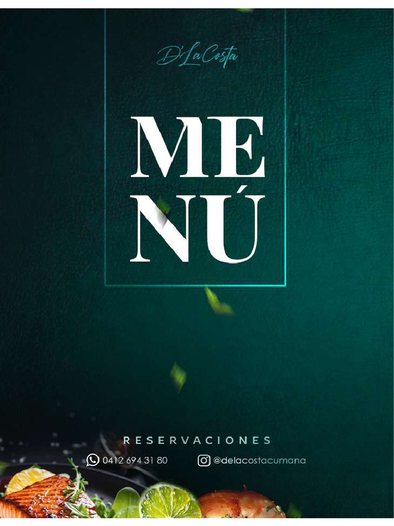 Menu D La Costa 2025 | PDF | Mariscos | Alimentos