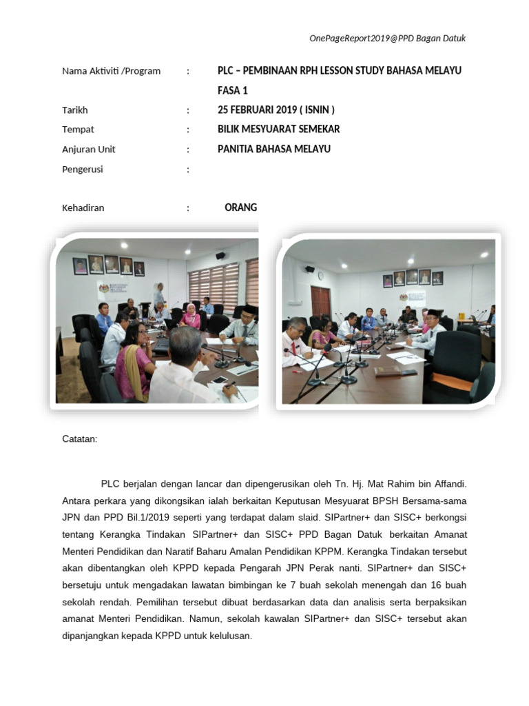 Contoh One Page Report | PDF