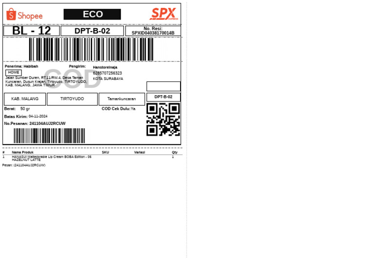 COD Order Details for Hanstoreinaja | PDF