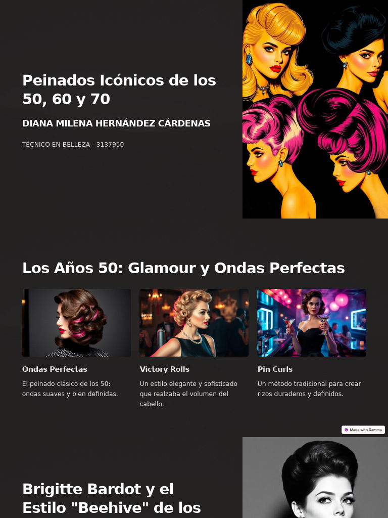 Peinados Icónicos de los 50, 60 y 70 | PDF | Moda | Estética