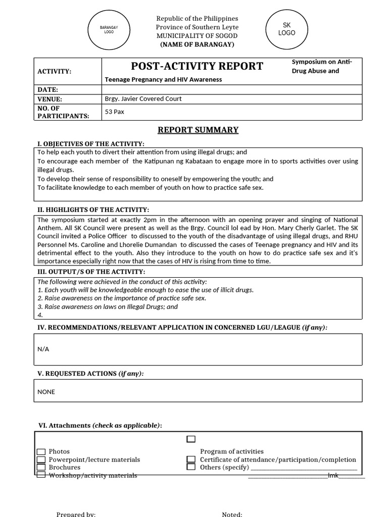 Post-Activity Report (PAR) Template - Recover | PDF