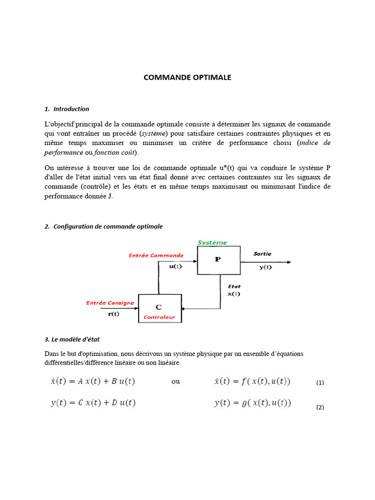 Commande optimale : principes et méthodes | PDF | Optimisation ...