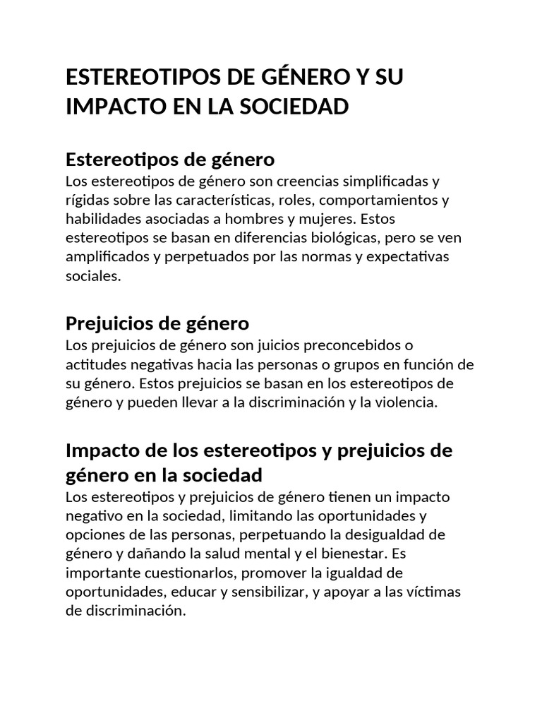 Impacto de Estereotipos de Género | PDF