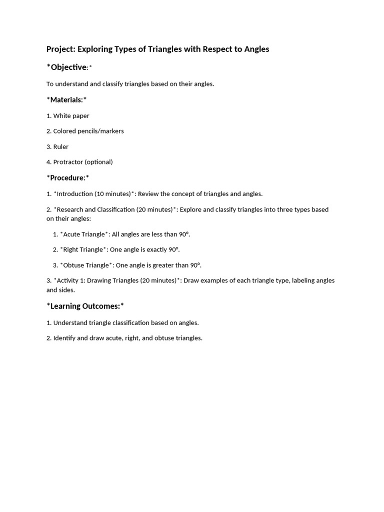 Maths Projects Class Five | PDF | Triangle