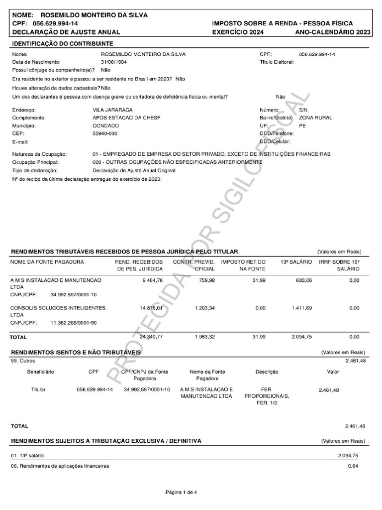 Comprovação de Renda Certa | PDF