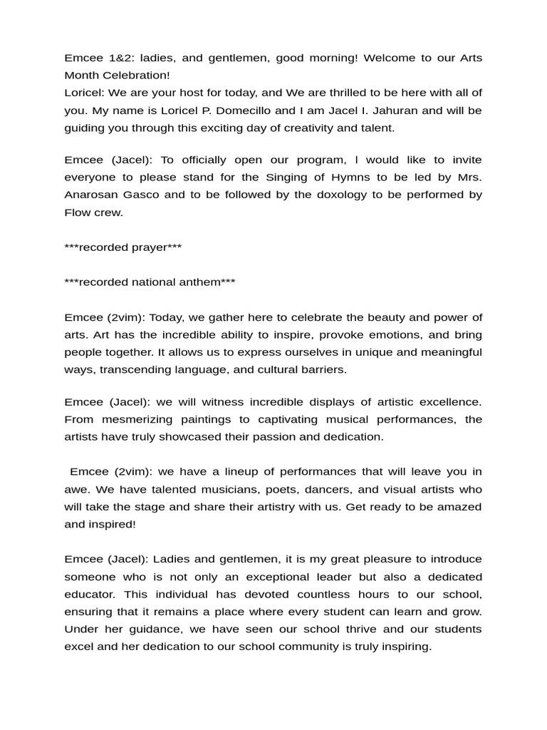Emcee ARTS MONTH - 20final | PDF