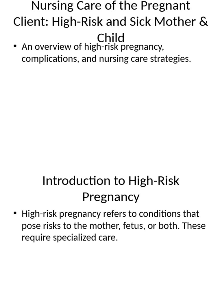 High-Risk Pregnancy Nursing Care Guide | PDF | Pregnancy | Preterm Birth