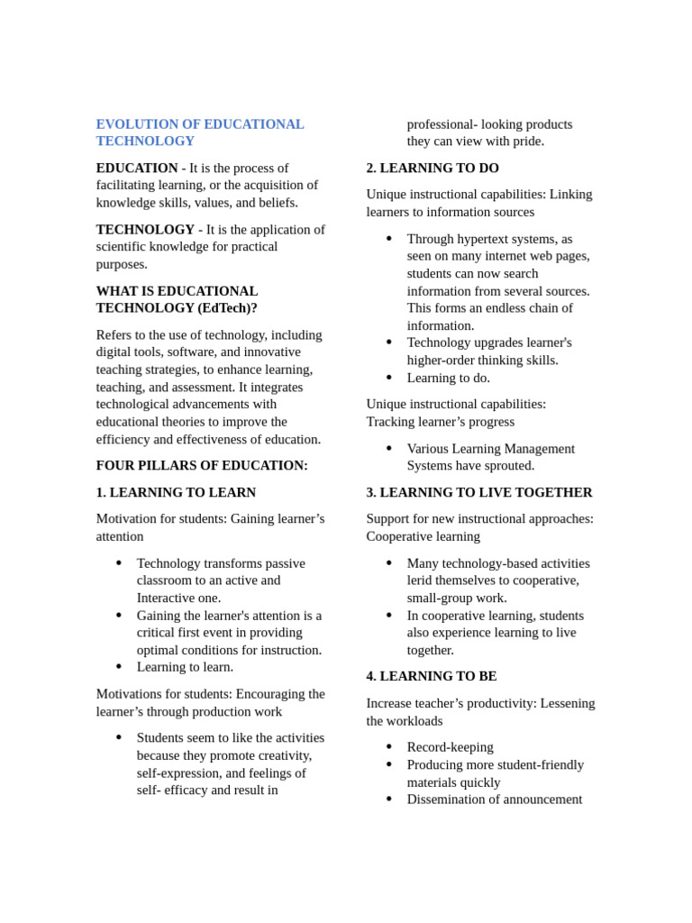 Evolution of Educational Technology | PDF | Learning | Educational ...