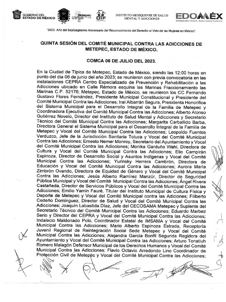 2° Sesión Ordinaria COMCA Metepec | PDF