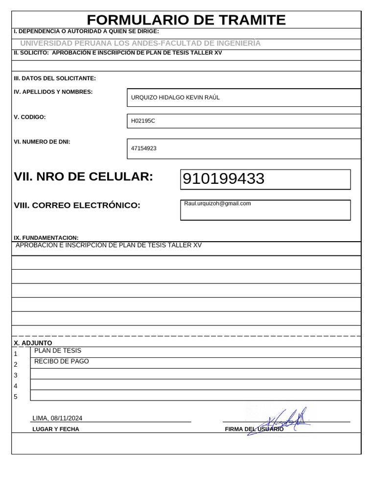 FORMULARIO DE TRAMITE (Fut) | PDF