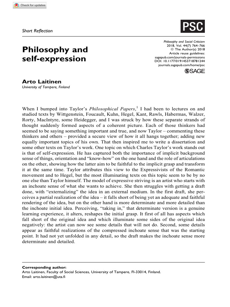 Philosophy as SelfExpression Taylor's Insights PDF Wilhelm