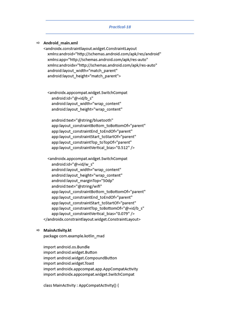 Android Bluetooth and WiFi Switches Code | PDF | Android (Operating ...