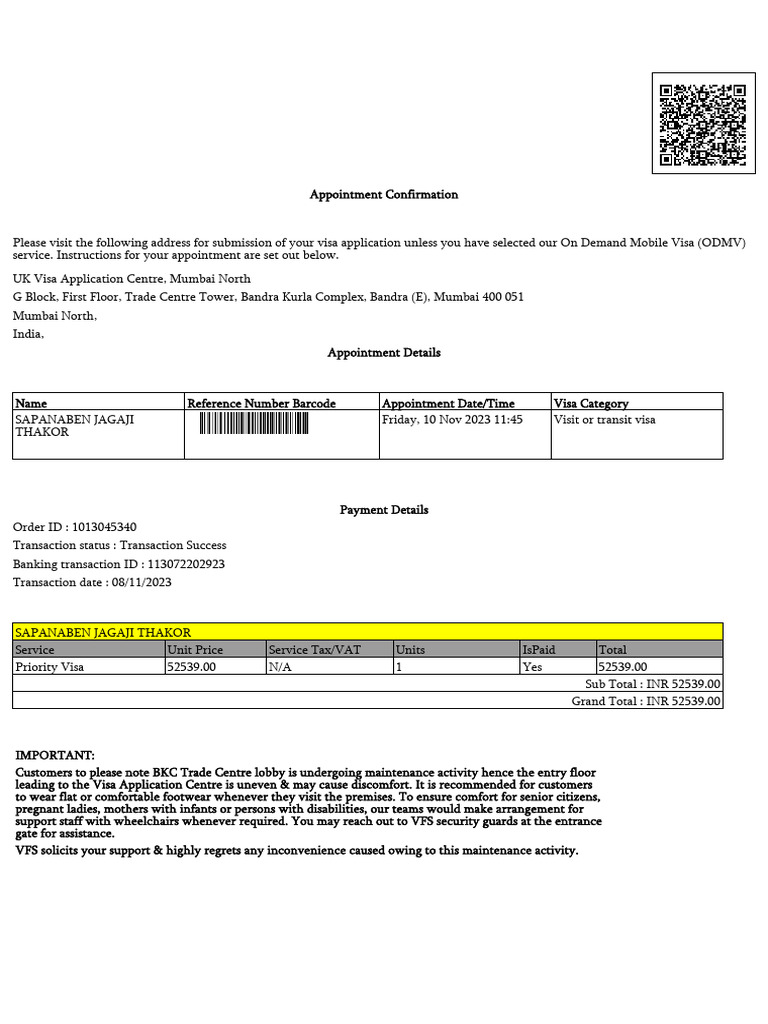 Odmv Appointment Confirmation Mumbai Pdf