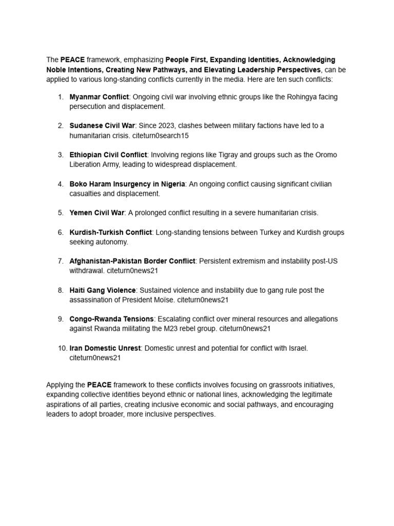 PEACE Framework for Global Conflicts | PDF