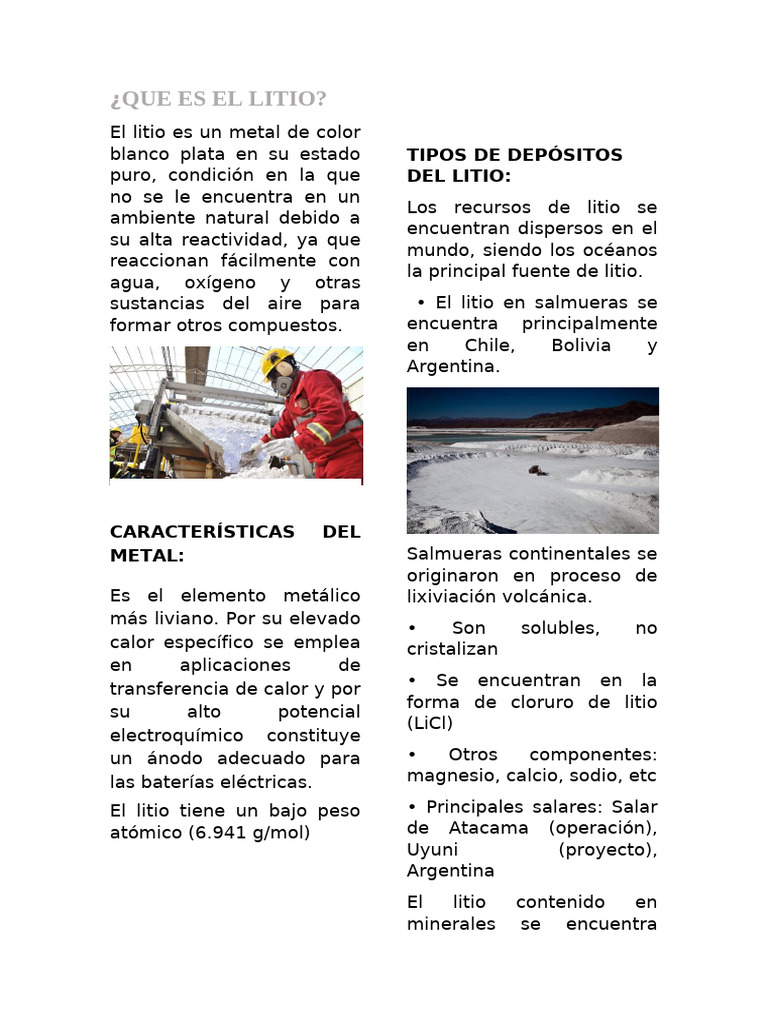 Características y Usos del Litio | PDF | Litio | Batería de iones de litio