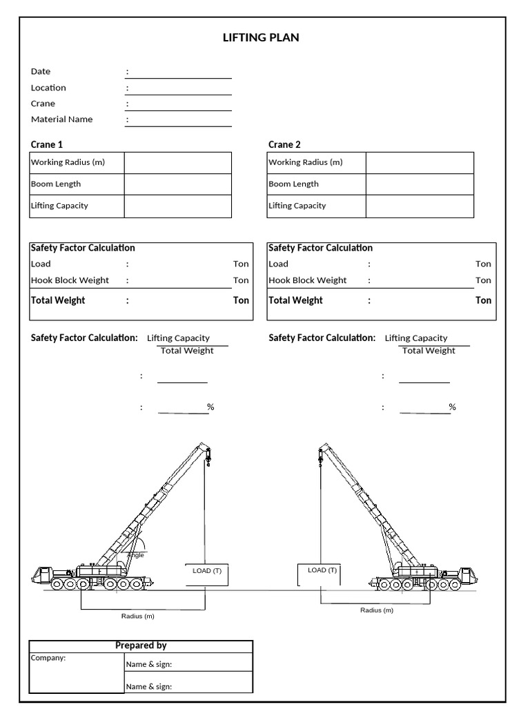 Crane Lifting Plan And Calculations PDF Crane Machine 
