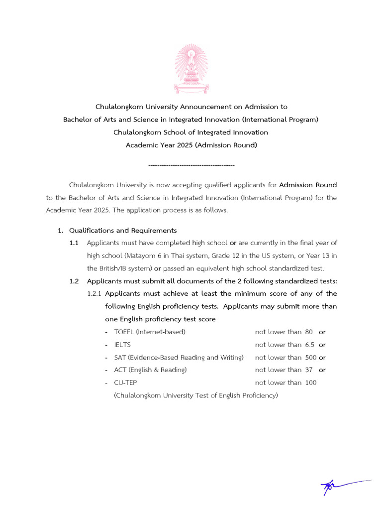 Chulalongkorn University Admission 2025 | PDF | University And College ...
