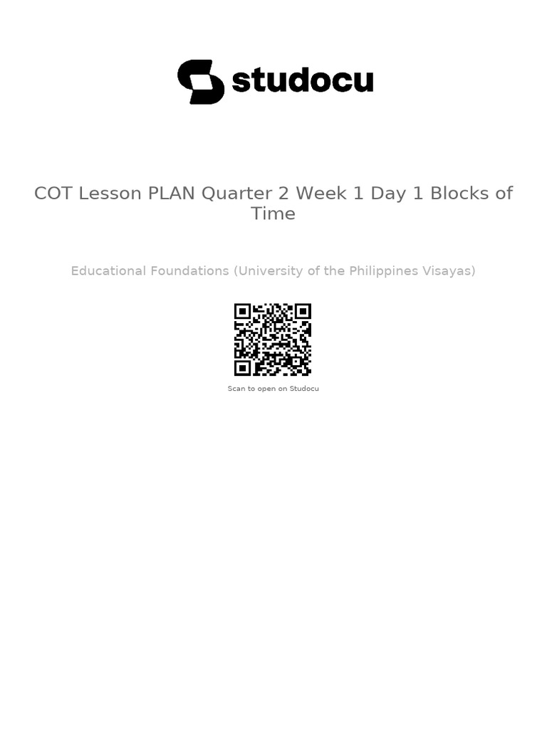 Cot lesson plan quarter 2 week 1 day 1 blocks of time pdf literacy