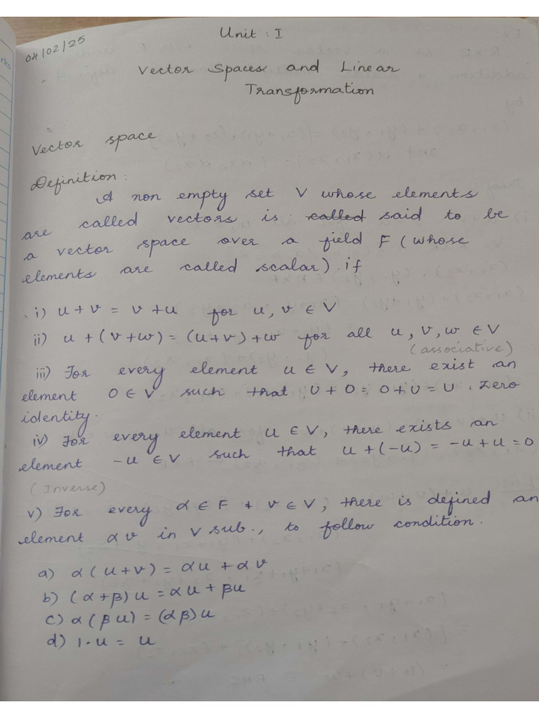 Math UNIT1 Vector Space | PDF