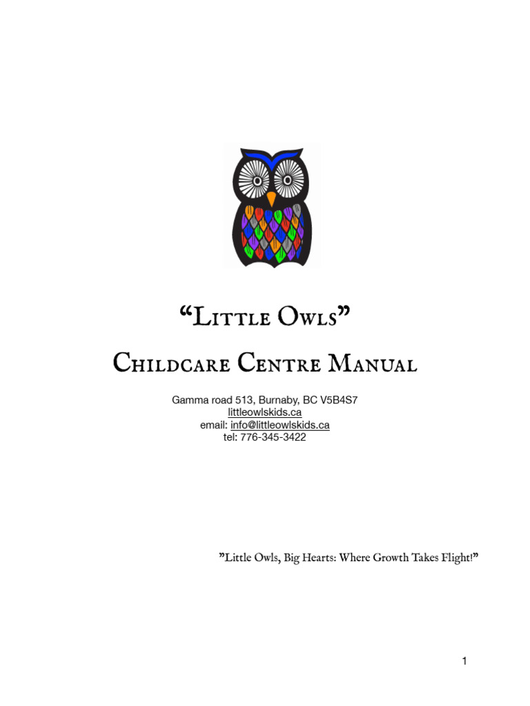 Little Owls Childcare Centre Manual | PDF | Child Care | Disciplines