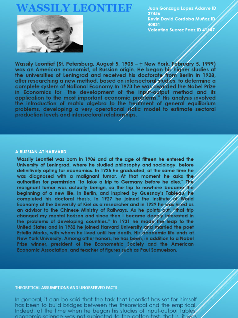 Wassily Leontief | PDF | Input–Output Model | Economics