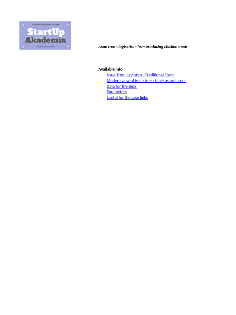 Issue+Tree+Example+ +logistics+v2 | PDF | Warehouse | Logistics