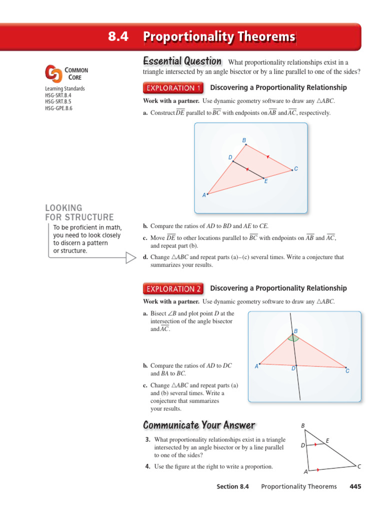 Proportionality Theorems in Triangles | PDF | Euclid | Euclidean Geometry