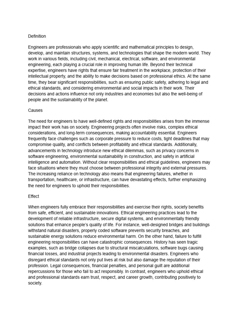 Engineers' Rights and Responsibilities Explained | PDF | Sustainability ...
