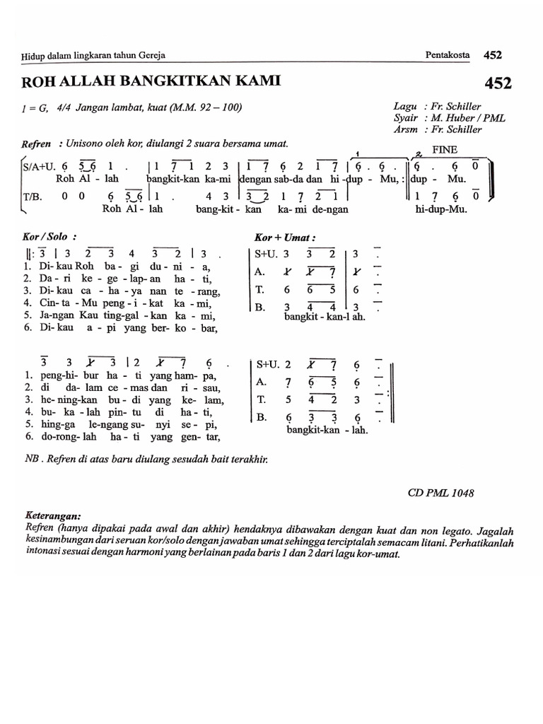 Roh Allah Bangkitkan Kami - MB 452 | PDF
