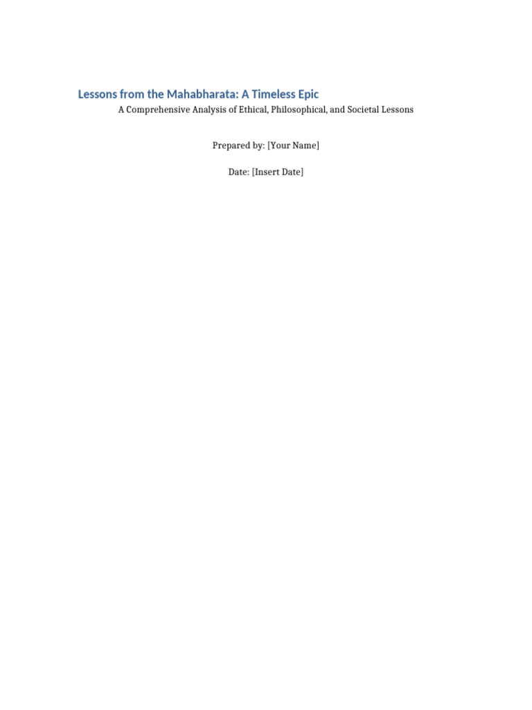 Insights from the Mahabharata Epic | PDF | Mahabharata | Narrative