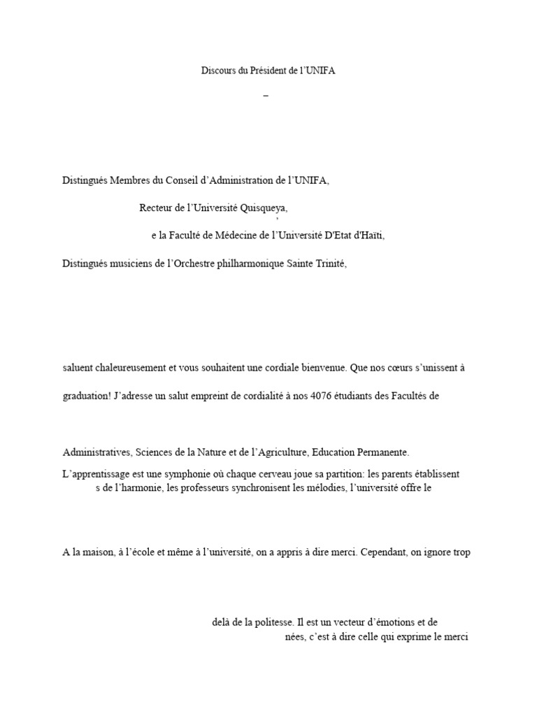 Discours de Graduation UNIFA 2025 | PDF | Plasticité neuronale | Cerveau