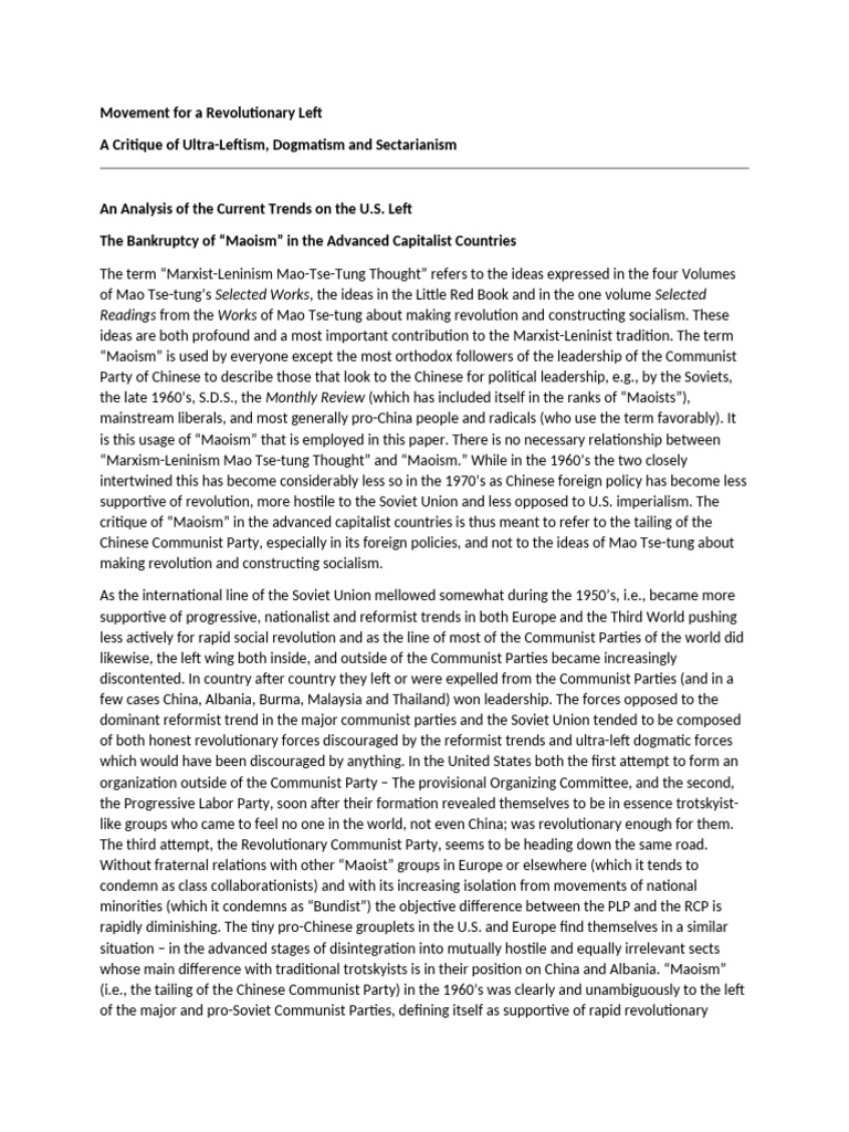 Movement for a Revolutionary Left | PDF | Maoism | Communism