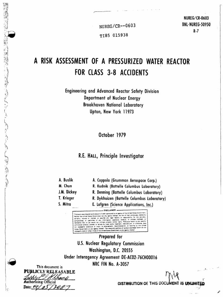 Risk Assessment for PWR Accidents | PDF | Nuclear Energy | Nuclear ...