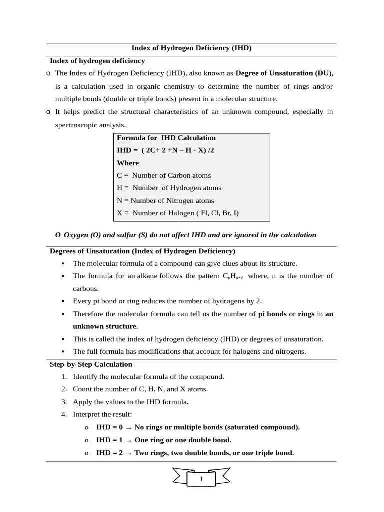 Understanding Index of Hydrogen Deficiency | PDF | Chemical Bond ...