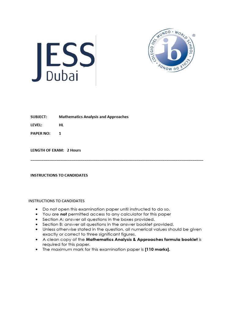 Math Jan Mock Paper 1 | PDF | Mathematics