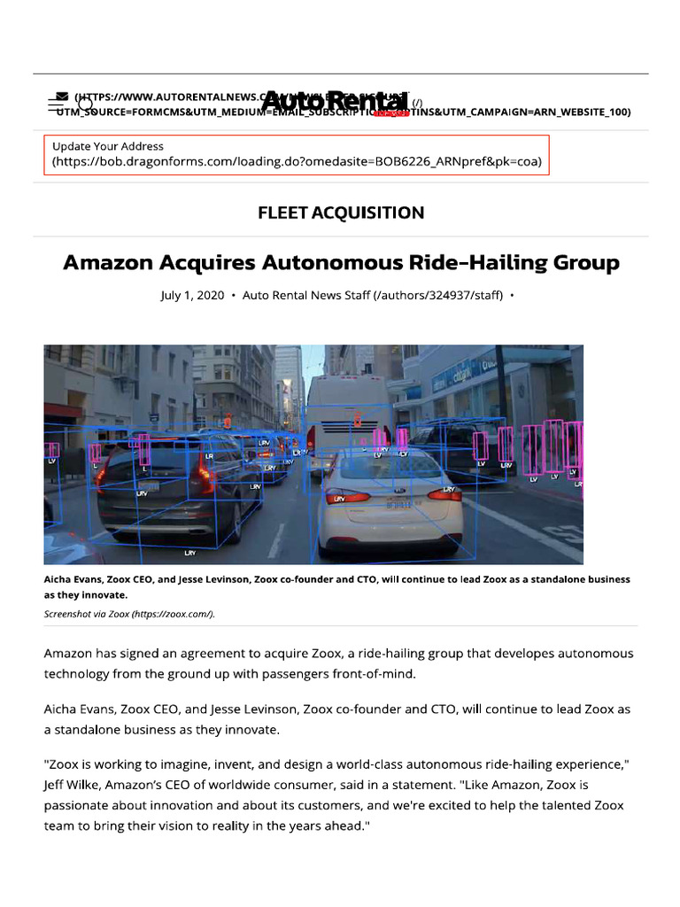 Amazon Acquires Autonomous Ride-Hailing Group | PDF