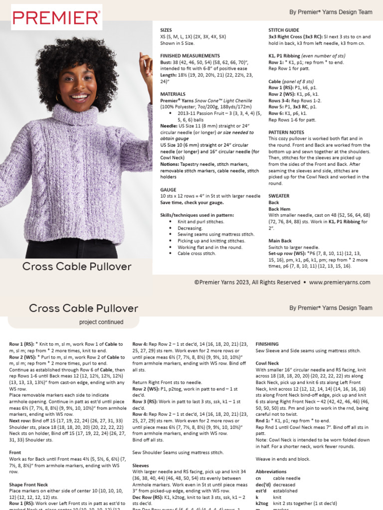 Cross Cable Pullover | PDF | Knitting | Textiles