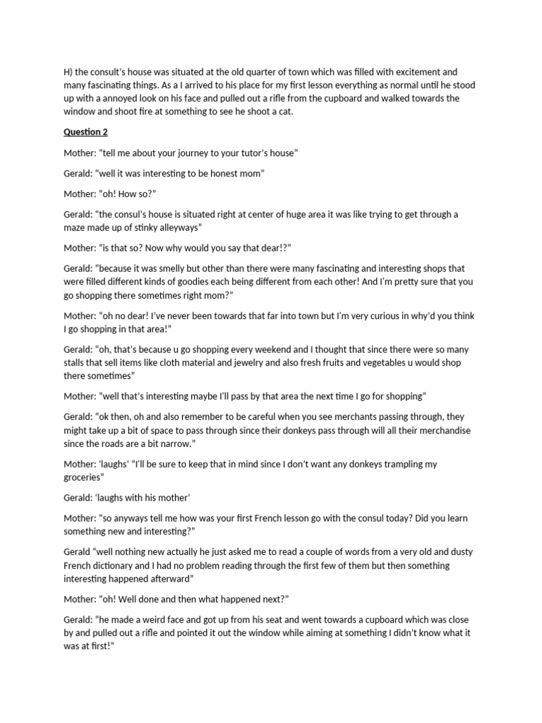 Gerald's Unusual French Lesson Experience | PDF