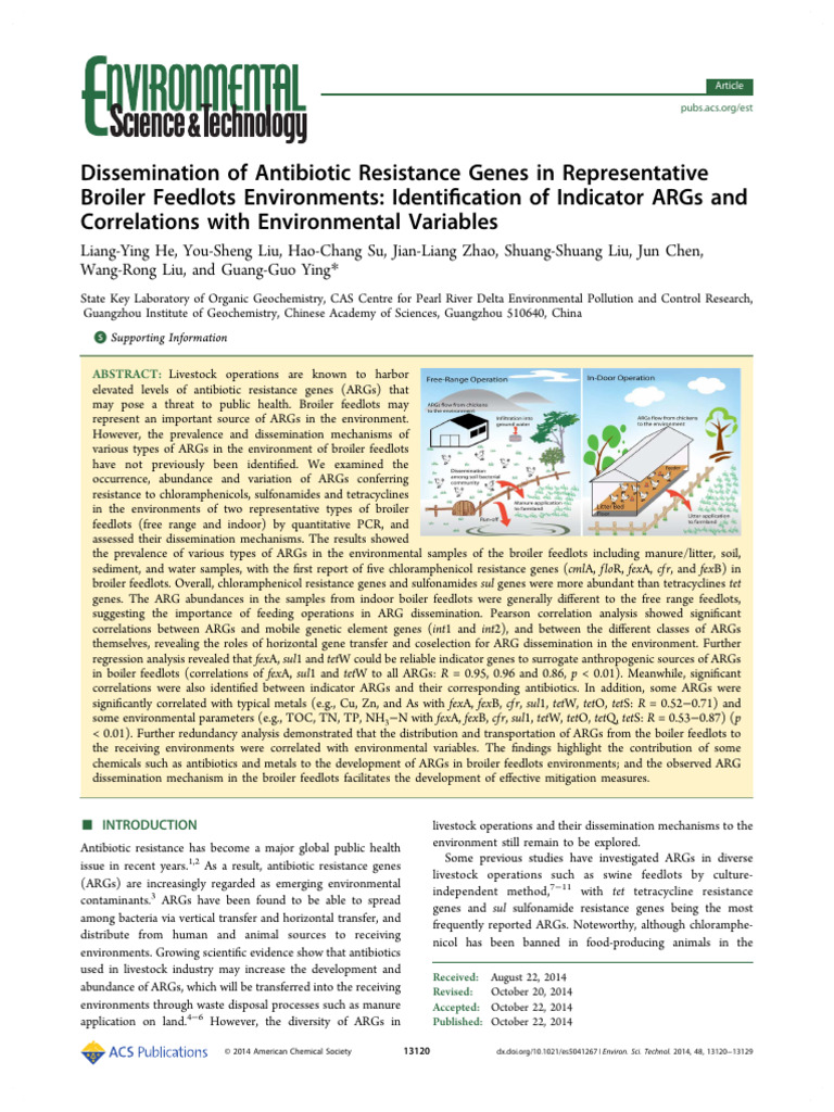 Antibiotic Resistance Genes in Broiler Feedlots | PDF | Antimicrobial ...