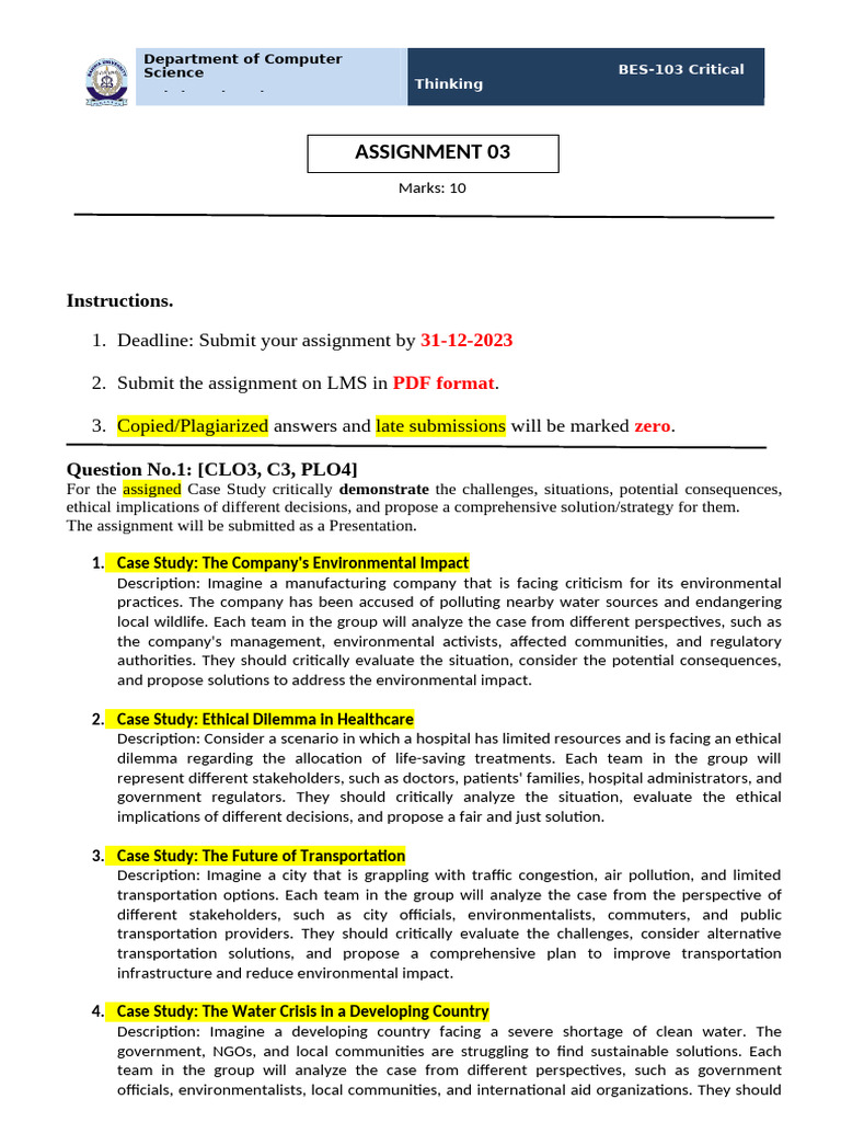 Case Study Solutions For Environmental Issues Pdf Energy