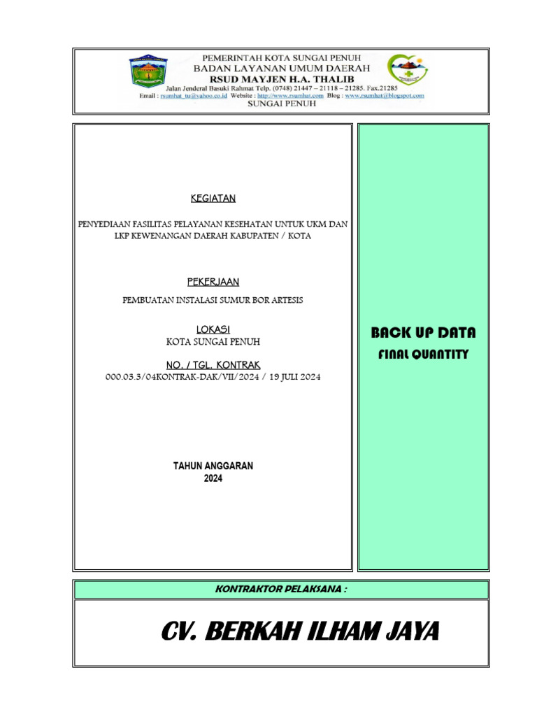 Back Up Data Final Quantity Sumur Bor | PDF