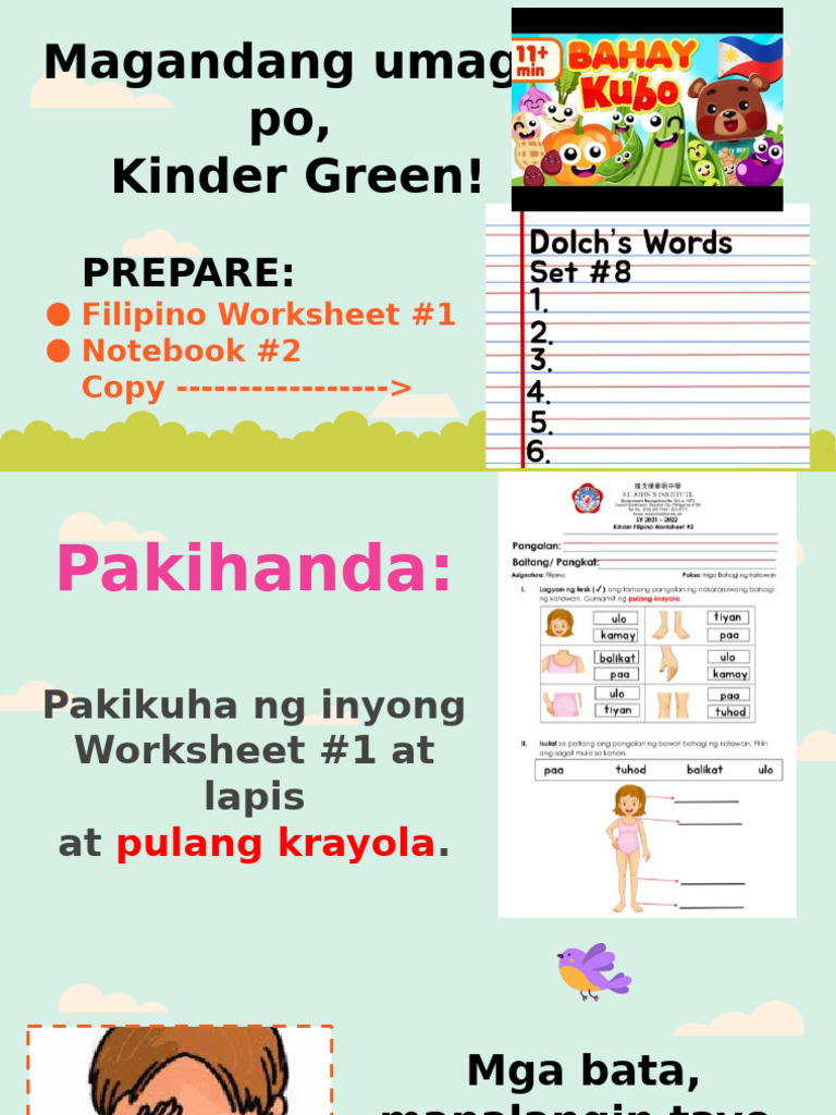 Week 1 - Bahagi NG Katawan | PDF