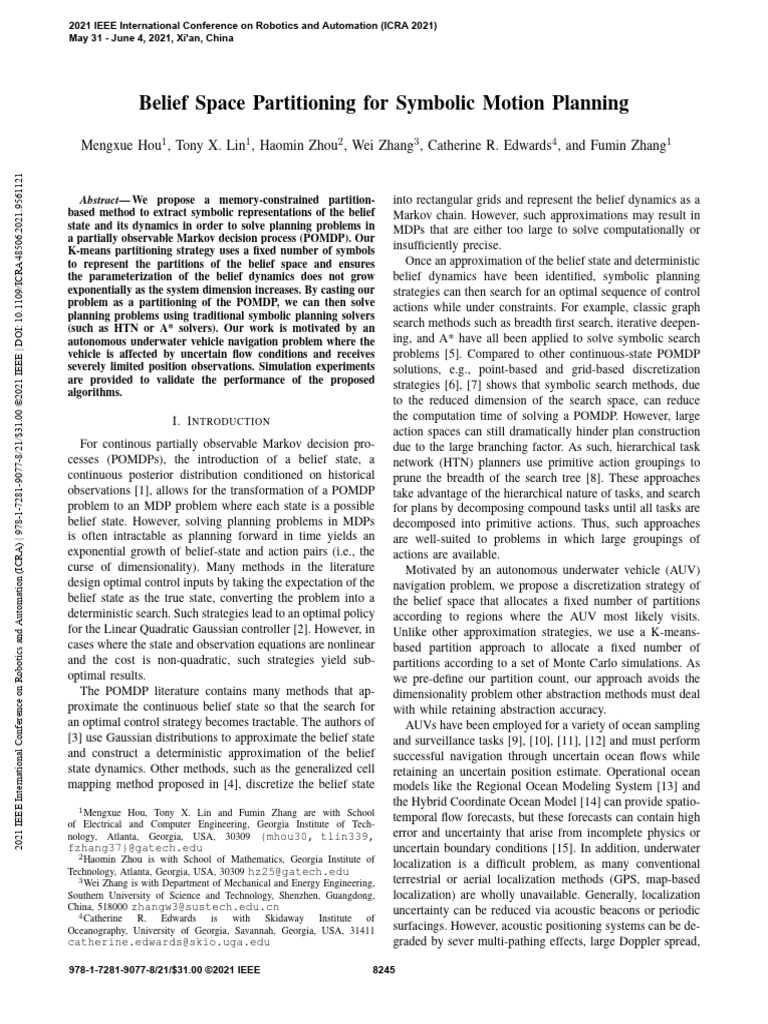 Symbolic Motion Planning in POMDPs | PDF | Applied Mathematics ...