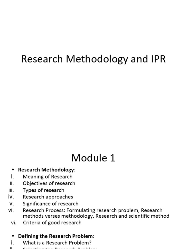 Research Methodology Overview and IPR | PDF | Sampling (Statistics ...