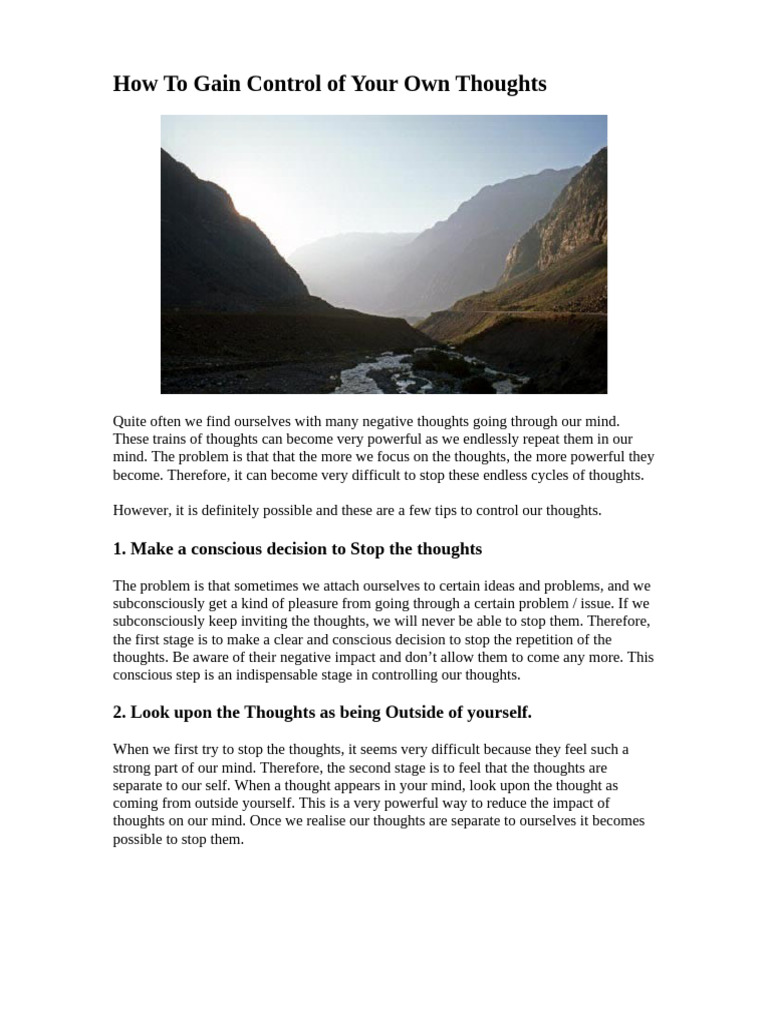 Mastering Control Over Your Thoughts | PDF | Thought | Mind