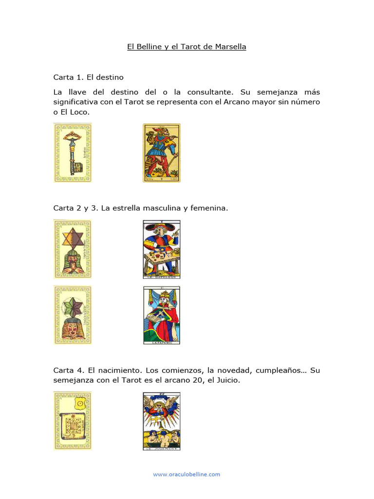 Tarot de Marsella y Belline: Arcanos | PDF | Arcanos Mayores | Tarot