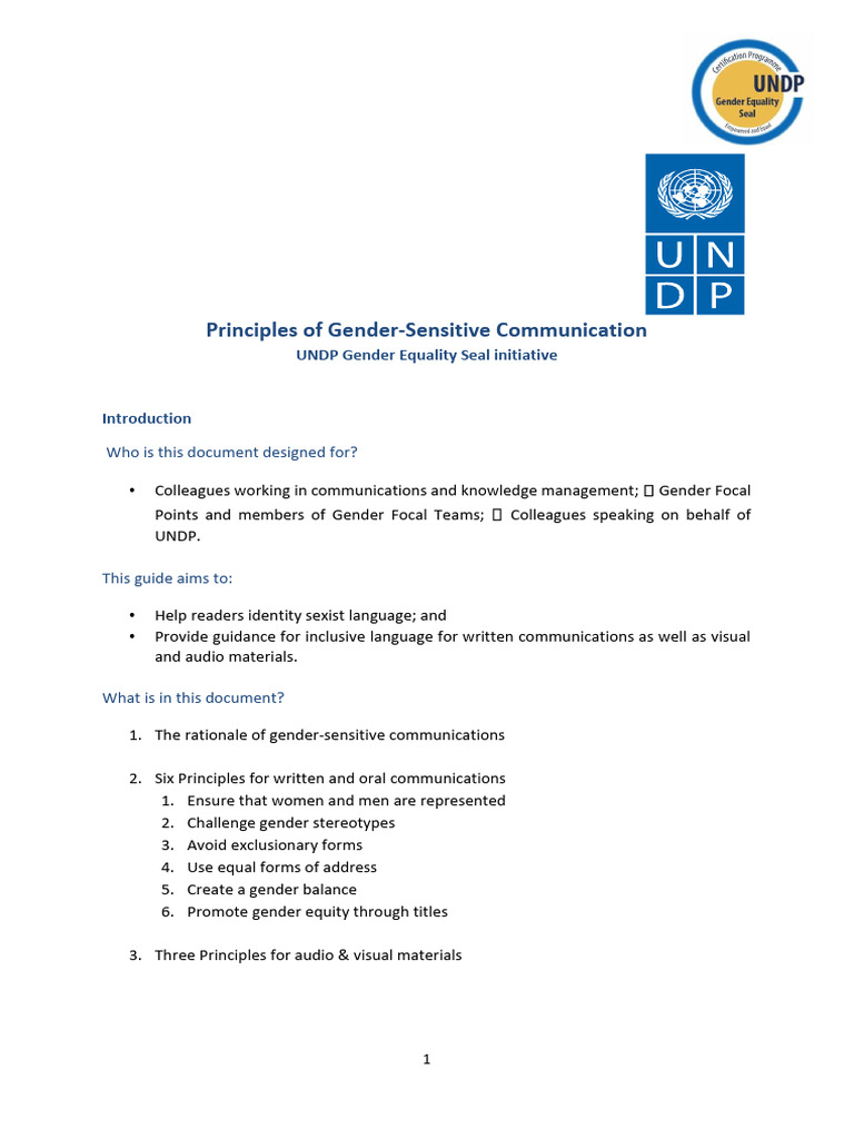 Gender-Sensitive Communication Guide | PDF | Gender Role | Violence ...