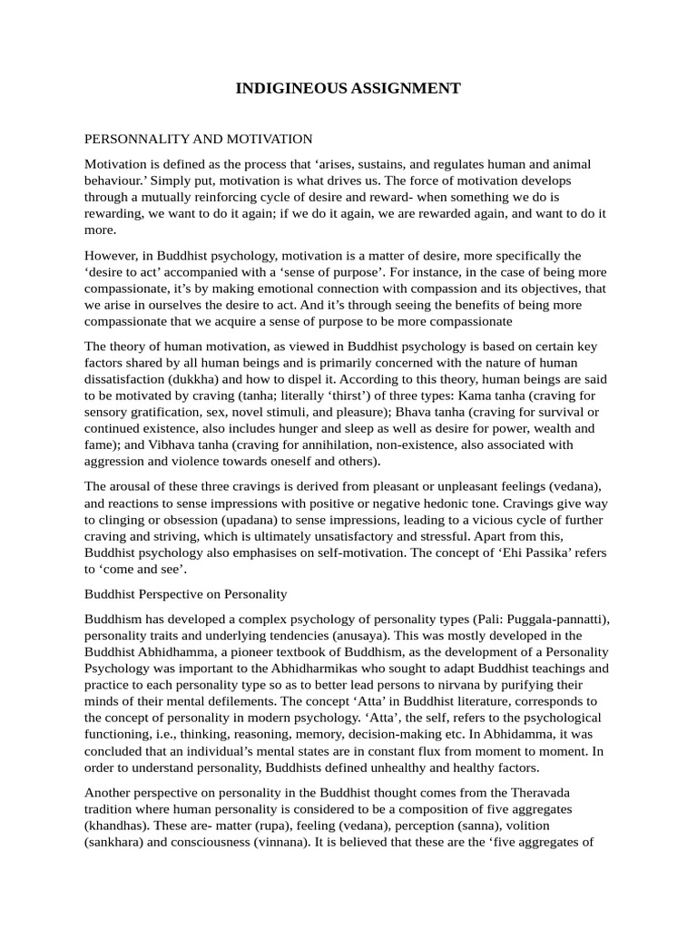 Indigineous Assignment | PDF | Buddhist Texts | Noble Eightfold Path
