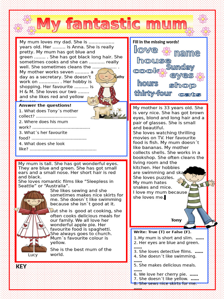 My Fantastic Mum Key Reading Comprehension Exercises - 52207 | PDF