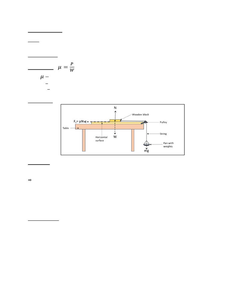 Static Friction Coefficient Experiment | PDF | Force | Friction
